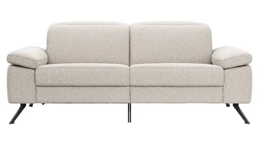 Sofa Rafaela 2.0 - 2,5-Sitzer inkl. 1x Relaxfunktion und Kopfteile verstellbar, Stoff, Champagner