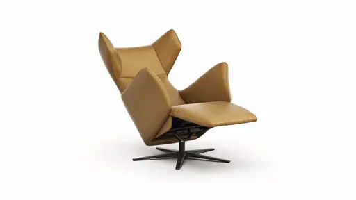 Sessel Noto Relax II - Rückenlehne und Fußteil verstellbar (motorisch), Leder, Kurkuma