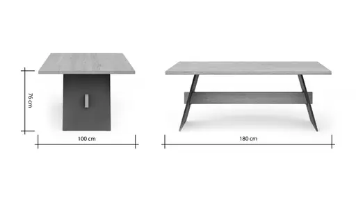 Esstisch Phoenix - LB ca. 180x100 cm, Eiche massiv, Bianco geölt