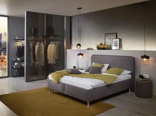 Polsterbett EM Select - Liegefläche ca. 180x200 cm, Stoff, khaki