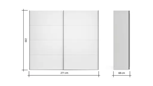Schwebetürenschrank Viana - B ca. 271 cm, Lack, Steingrau