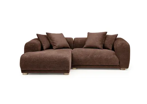 Ecksofa - Longchair links mit 2-Sitzer, Stoff, Rost
