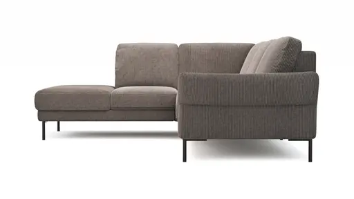 Ecksofa Rockport A - Ecke links mit 2,5-Sitzer rechts, inkl. Sitzauszug (motorisch) und Armlehne klappbar, Stoff, Braun