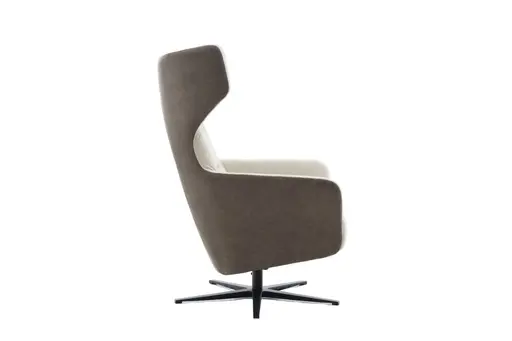 Drehsessel Houston Relax - Größe M, inkl. Relaxfunktion + Gasdruckfeder, Stoff, außen Taupe/innen Natur