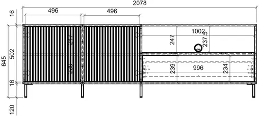 TV-Lowboard - B ca. 208 cm, Anthrazit