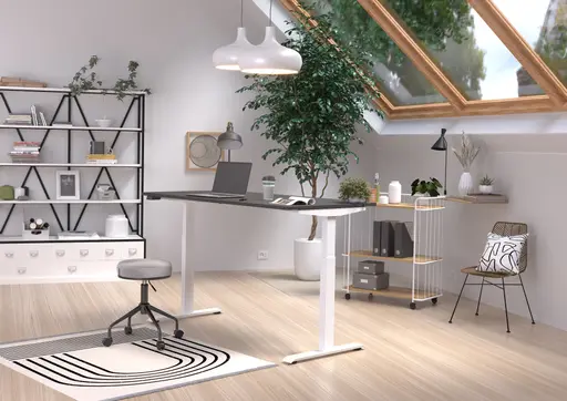 Schreibtisch GELI - höhenverstellbar, LB ca. 160x80 cm, Graphit, Weiß