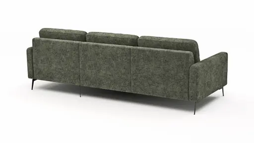 Ecksofa Enna - 3-Sitzer mit Longchair rechts, Armlehne A, Stoff, Olivgrün