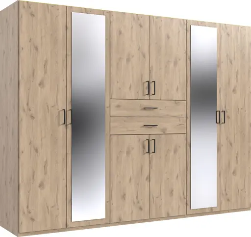 Drehtürenschrank- Eiche Dekor, Spiegel