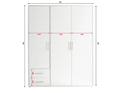 Drehtürenschrank- B ca. 155 cm, Weiß