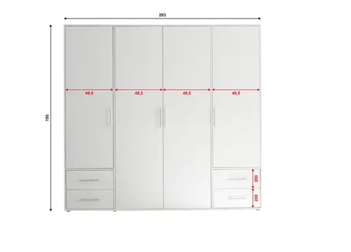 Drehtürenschrank- B ca. 206 cm, Weiß