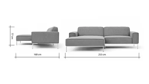 Ecksofa Morten - Longchair links, 1,5-Sitzer, Stoff, Grau