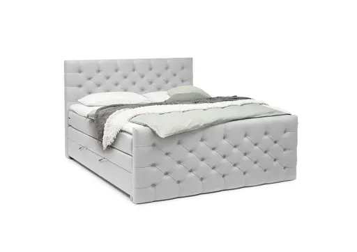Boxspringbett SANDRIN E- Liegefläche ca. 200x200 cm, Stoff, Hellgrau, inkl. Stauraum und Fußteil