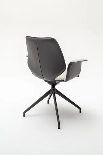 Armlehnstuhl Penthouse - Stoff, Hellgrau, Leder, Grau