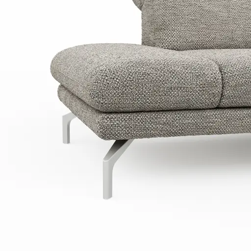 Ecksofa Elena - 2-Sitzer mit Longchair rechts, Kopfteil/Armlehne verstellbar, Stoff, Silbergrau