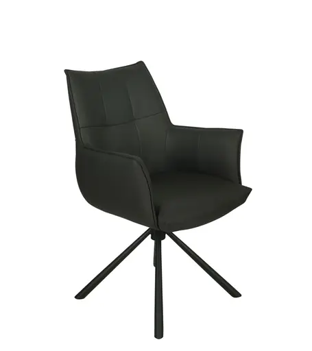 Armlehnstuhl MAKANA - drehbar, Stoff, Schwarz