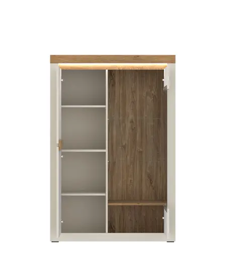 Vitrine - mit Beleuchtung, B ca. 104 cm, Kaschmir, Stone Eiche Nachbildung