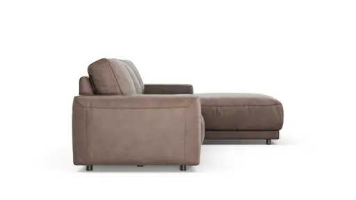 Ecksofa Balok - 2,5-Sitzer mit Longchair groß rechts, Leder, Dunkelbraun