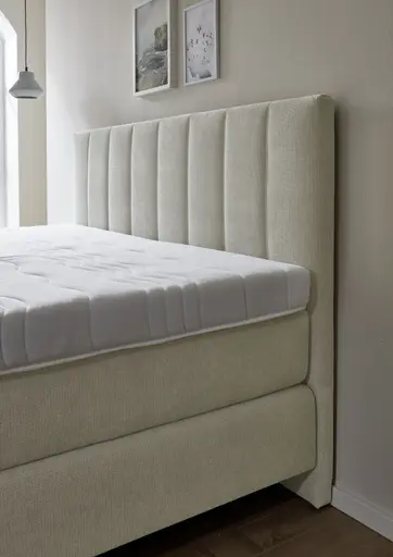 Boxspringbett - Liegefläche ca. 180x200 cm, Stoff, Natur