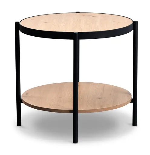 Beistelltisch - Ø/H ca. 52x45 cm, Artisan Eiche Nachbildung, Schwarz