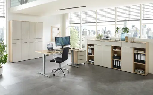 Rollcontainer - B ca. 45 cm, Riva Eiche Nachbildung, Kaschmir