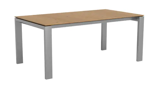 Esstisch 3400 - LB ca. 180x100 cm, ausziehbar, Asteiche massiv, 4-Fuss, Edelstahl