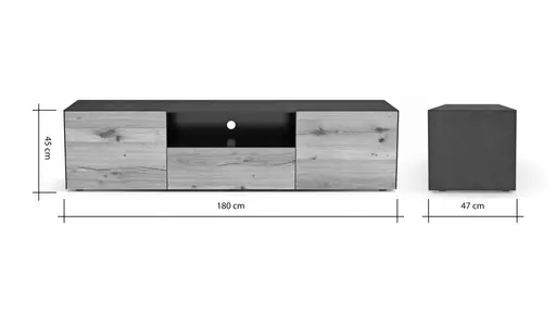 Lowboard Jan - Wildeiche massiv, Metall