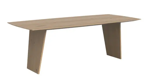 Esstisch 3100 - LB ca. 220x100 cm, Asteiche Bianco massiv, Holzwange