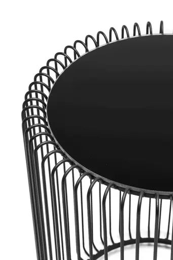 Beistelltisch-Set- Stahl, Schwarz, Glas, Schwarz