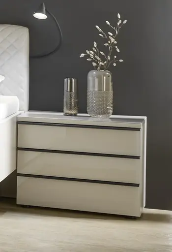 Nachtkonsole - mit 3 Schubkästen, Sandglas, Sand Dekor