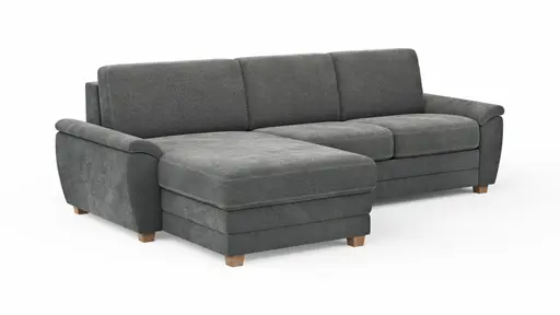 Ecksofa Lakeville 1 - Longchair links mit 2-Sitzer inkl. Schlaffunktion mit Bettkasten, Stoff, Grau