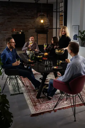 Esstisch Jari - LB ca. 220x95 cm, Keramik, Schwarz