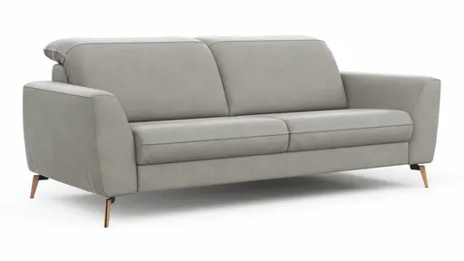 Sofa Tulsa KV - 3-Sitzer, inkl. Kopfteilverstellung, Leder, Graubeige