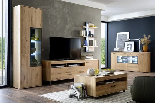 Couchtisch - Schubkasten, LBH 115x65x45 cm, Eiche teilmassiv