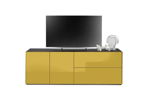 Lowboard - B ca. 181 cm, Goldgelb, Keramikoptik