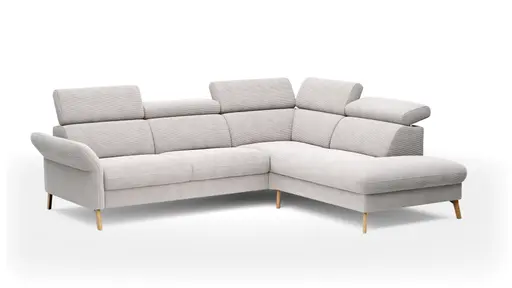 Sofa Maryville - 2,5-Sitzer mit Eckelement und Abschlussteil medium rechts, inkl. Kopfteil verstellbar, Stoff, Beige