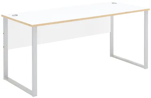 Schreibtisch - LB ca. 170x73 cm, Weiß, Artisan Eiche Nachbildung, Silberfarben
