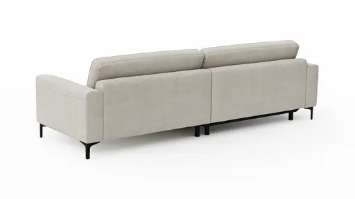 Ecksofa Oviedo - Longchair links mit 1,5-Sitzer, Stoff, Natur