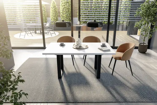 Esstisch - ausziehbar, LB ca. 140x90 cm, Weiß, Schwarz