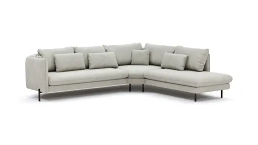 Ecksofa Birte - 2,5-Sitzer, Ecke rechts, Flachgewebe, Hellgrau