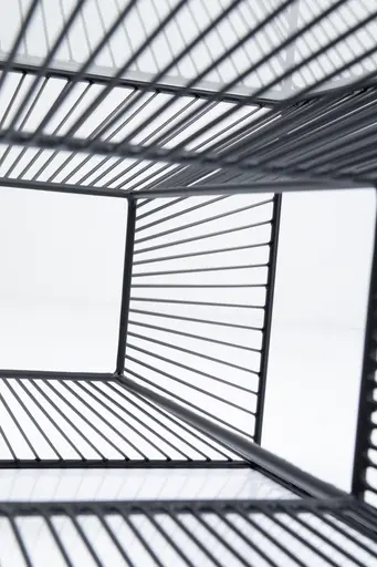 Couchtisch- LB ca. 80x80 cm, Stahl pulverbeschichtet, Glas, Schwarz