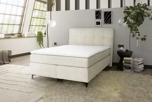 Boxspringbett- Liegefläche ca. 140x200 cm, Stoff, Beige