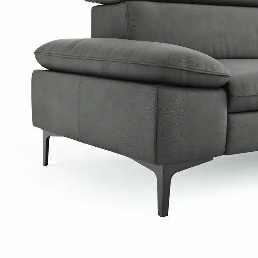 Sofa Felipa - 3-Sitzer inkl. Kopfteil verstellbar, Leder, Grau