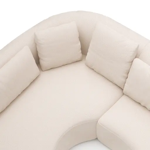Ecksofa Karasu - Ottomane links mit 3-Sitzer rechts, Stoff, Creme