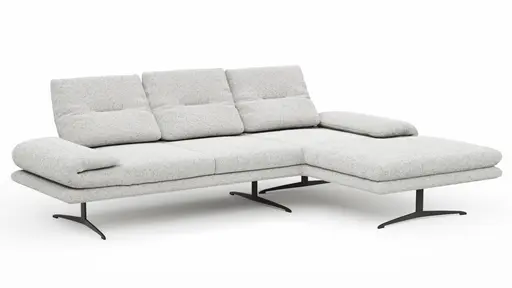 Ecksofa Lucero 2.0 - 2-Sitzer mit Longchair rechts inkl. Rückenlehne verstellbar, Stoff, Offwhite
