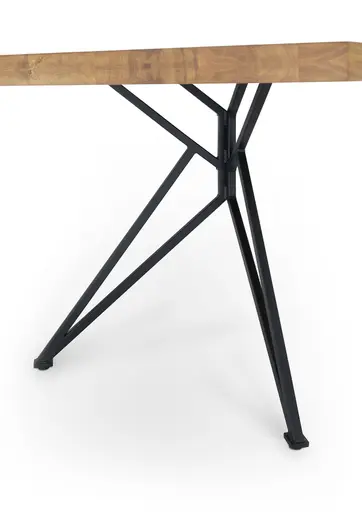 Esstisch - LB ca. 160x90 cm, Wildeiche massiv geölt, Baumkante, Schwarz