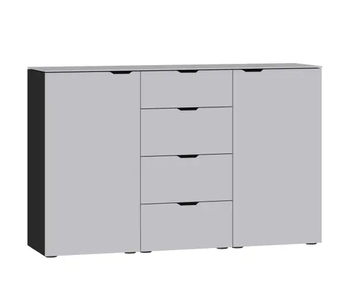 Kommode JOIN IT- Glas, Hellgrau, Matt, Schwarz