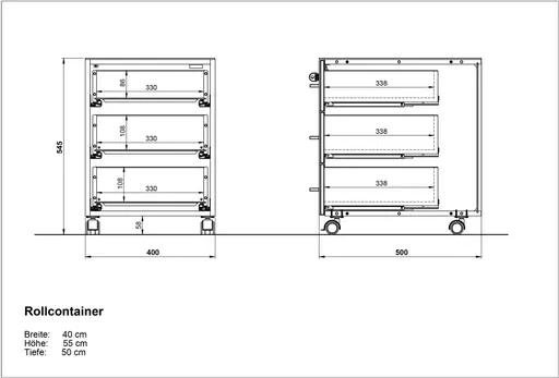 Rollcontainer GWEN - Eiche Nachbildung, Weiß
