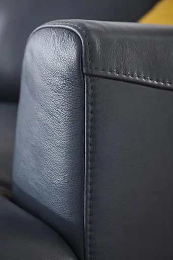 Ecksofa Oviedo - 2-Sitzer mit Ecke rechts, Leder, Dunkelblau