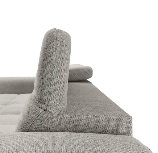 Ecksofa - Longchair links mit 2-Sitzer, Kopfteil verstellbar, Sitztiefe verstellbar motorisch, Stoff, Taupe