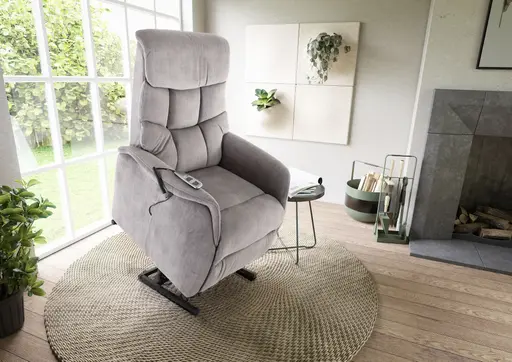 TV-Sessel - Aufstehhilfe, Relaxfunktion, Kopfteilverstellung, Stoff, Grau